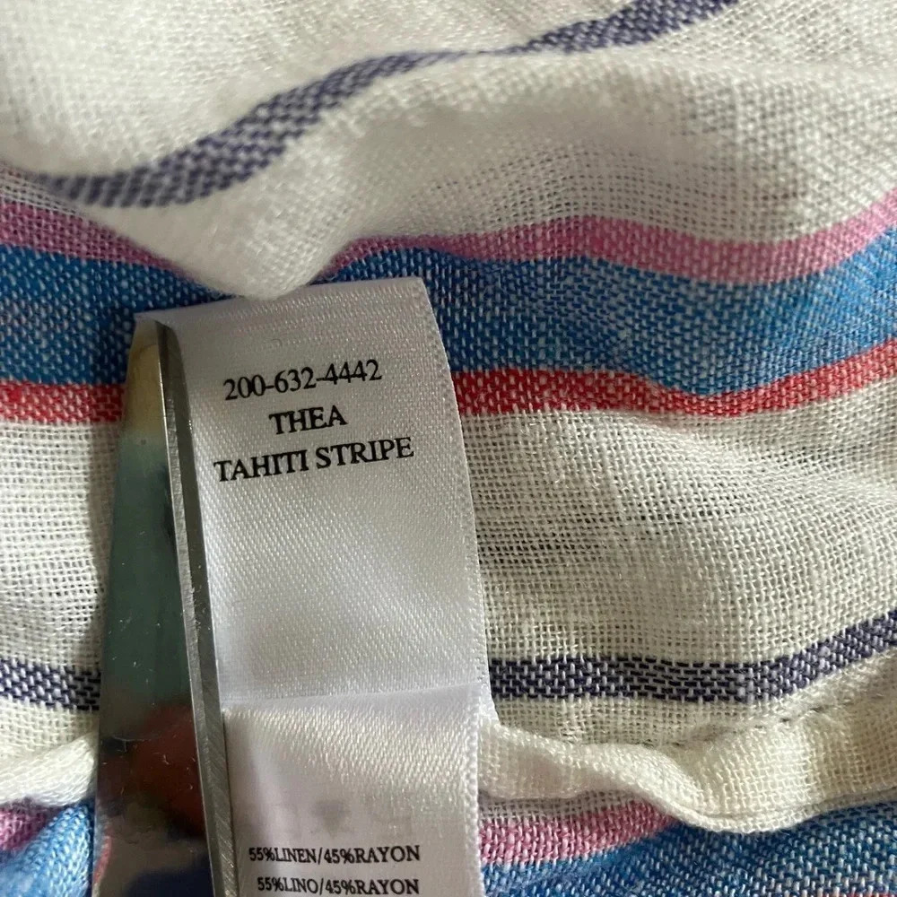 NWT Rails Thea Tahiti Strip Linen Button-up Tie Shirt Small - Picture 10 of 10